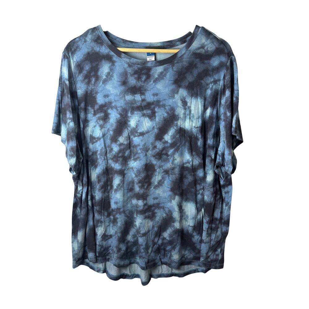 Old Navy Blue and Black Tie-Dye Short Sleeve Tee